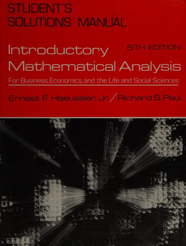 Cover of Introductory mathematical analysis for business, economics, and the life and social sciences
